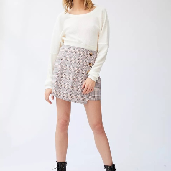 Lost + Wander Plaid Mini Skirt with Button Detail - Picture 3 of 5